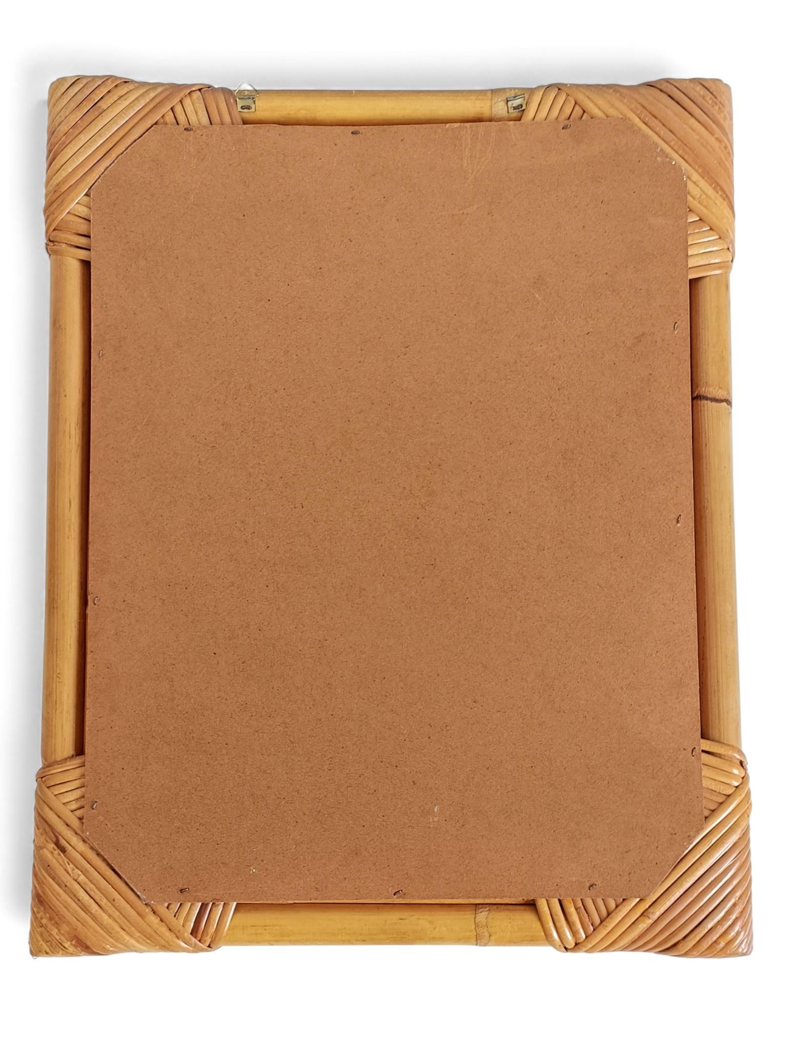 Specchio in bambù e rattan in stile Costa Azzurra di metà secolo, Spagna, anni '60-'70 in vendita 7