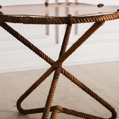Mid Century French Rope Side Table with Resin Top