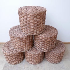 Mid-Century French Rope Stools Attributed to Audoux-Minet