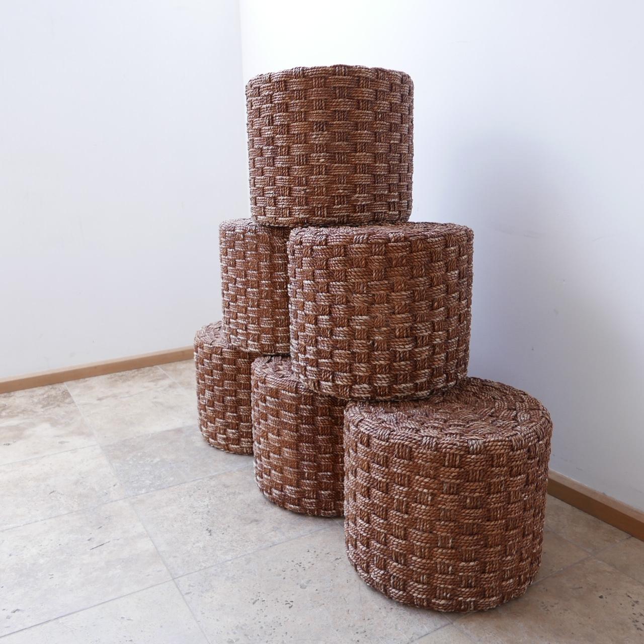 Mid-Century French Rope Stools Attributed to Audoux-Minet In Good Condition In London, GB