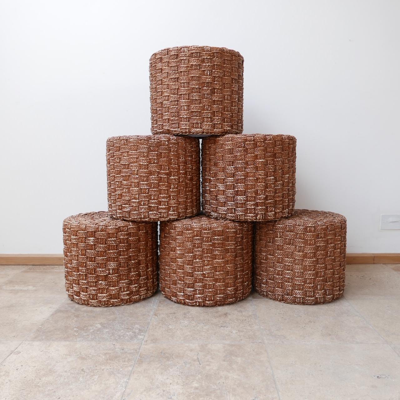 Mid-Century French Rope Stools Attributed to Audoux-Minet 1
