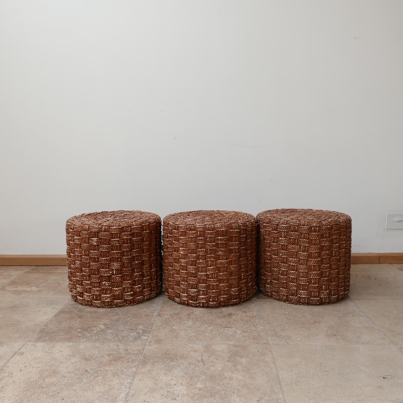 Mid-Century French Rope Stools Attributed to Audoux-Minet 2