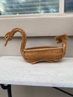 Mid-Century French Rope Swan Adrien Audoux & Frida Minet