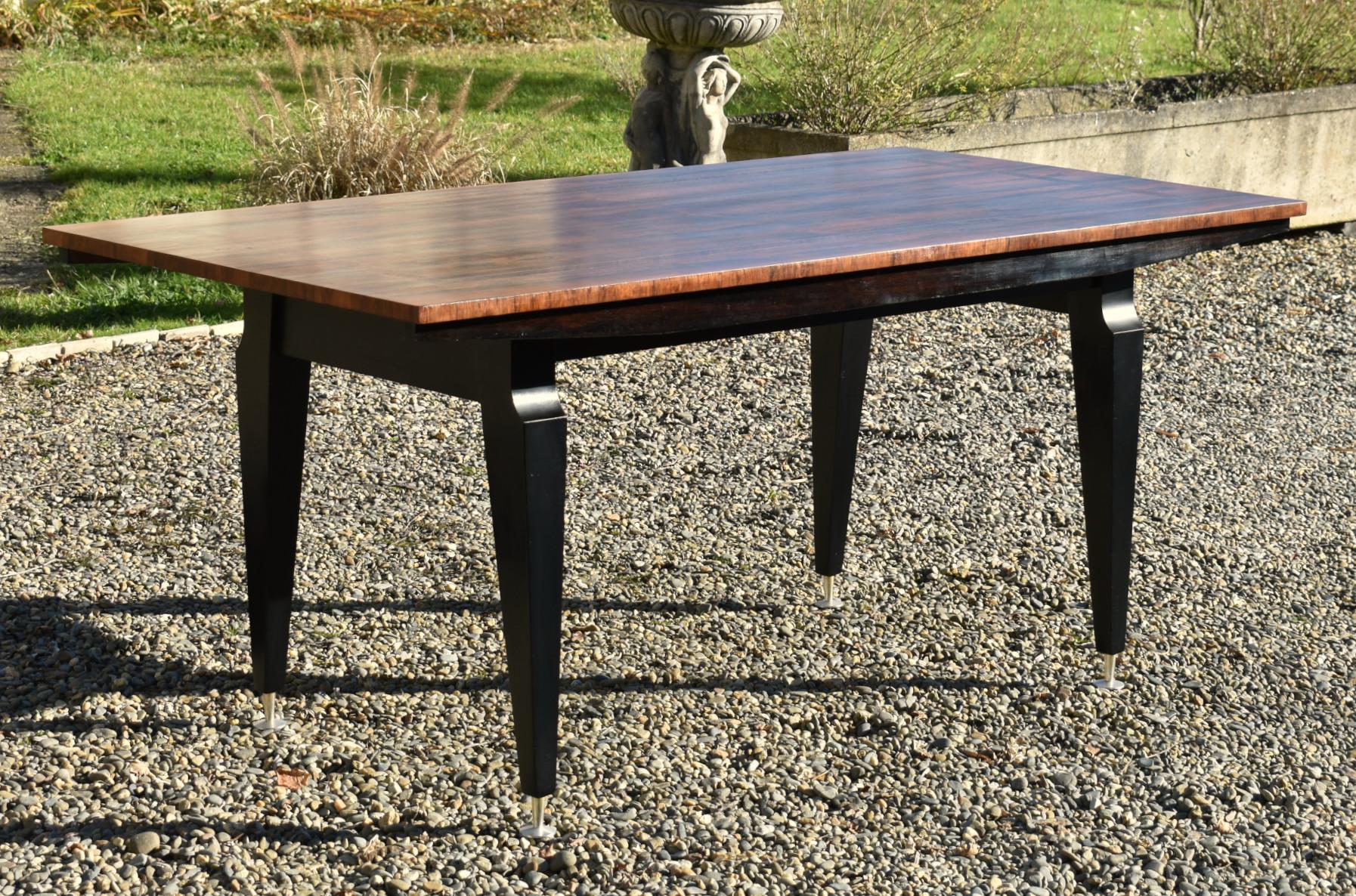 Metal Mid-Century French Rosewood Dining Table For Sale