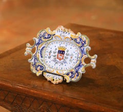 Mid-Century French Rouen Faience Heraldic Decorative Platter