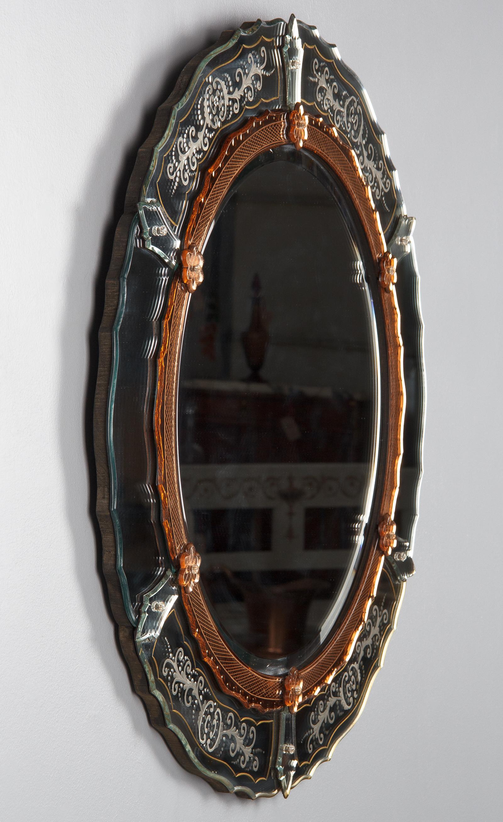 Midcentury French Round Venetian Mirror, 1950s 10