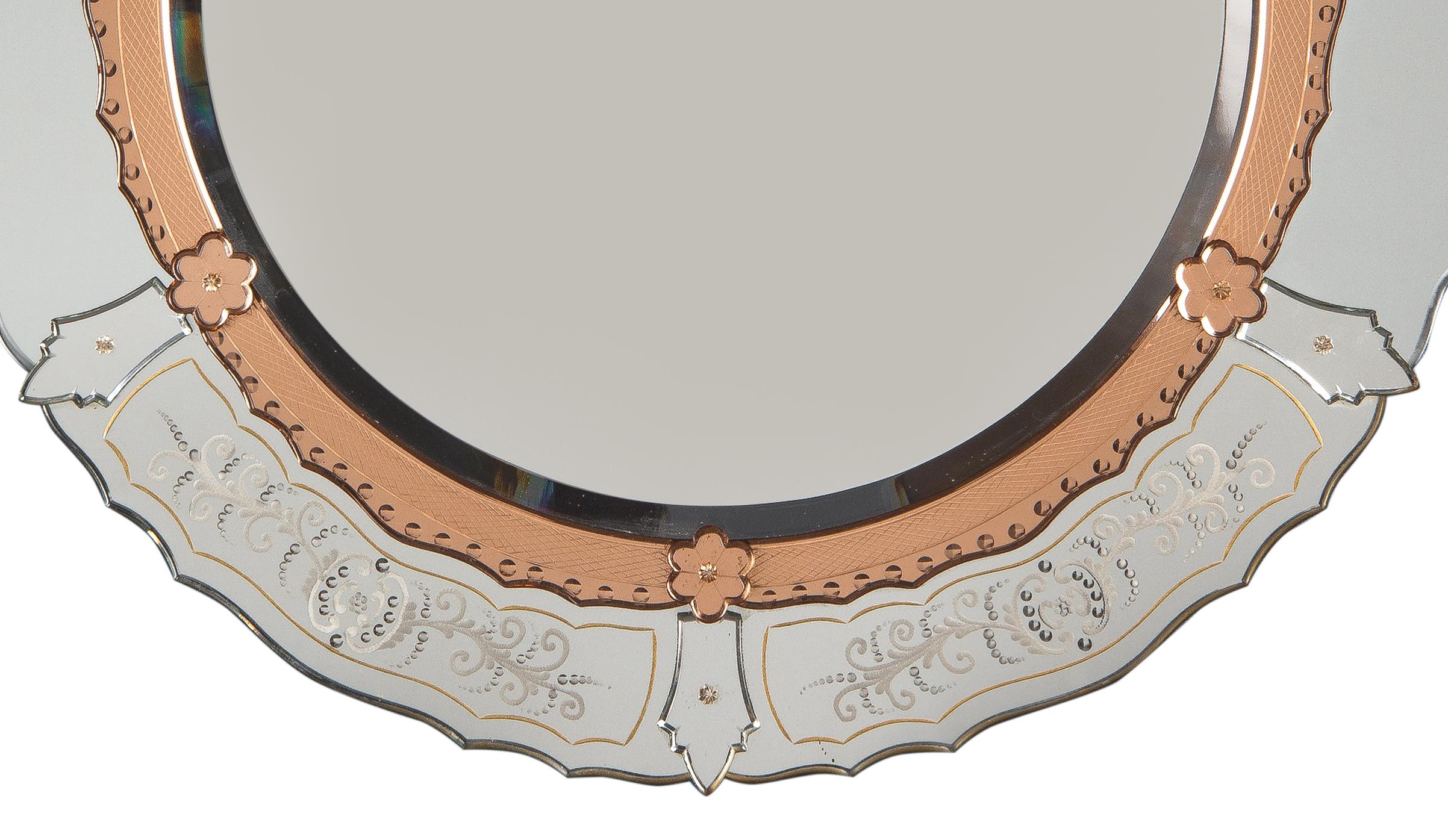Midcentury French Round Venetian Mirror, 1950s In Good Condition In Austin, TX