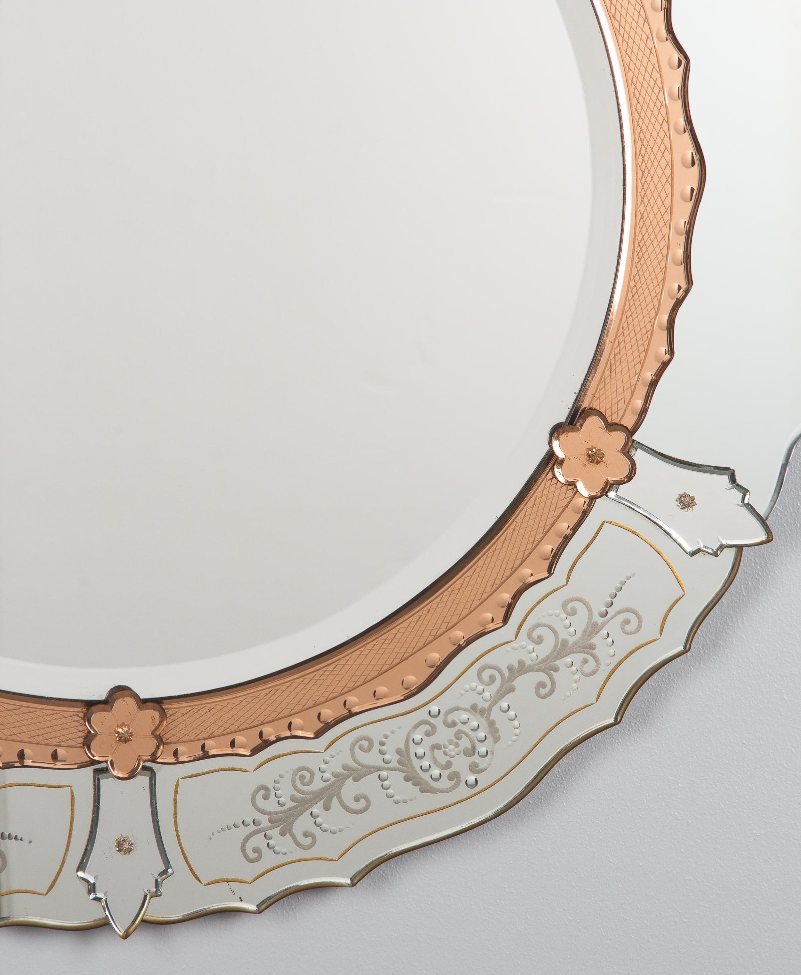 20th Century Midcentury French Round Venetian Mirror, 1950s