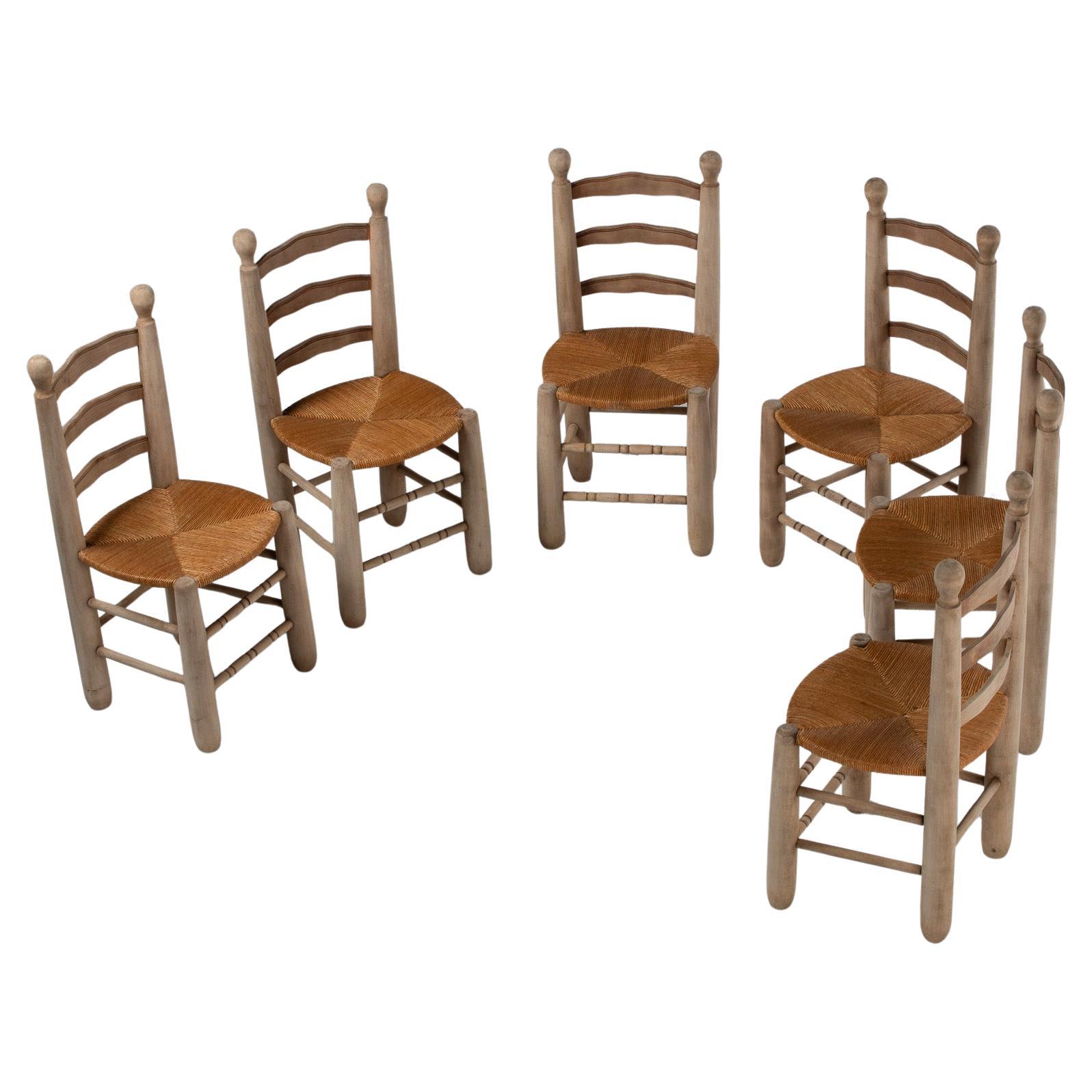 Mid-Century French Rush-Seated Chair with Rustic Modernity, 1950's
