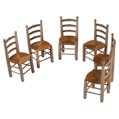 Mid-Century French Rush-Seated Chair with Rustic Modernity, 1950's
