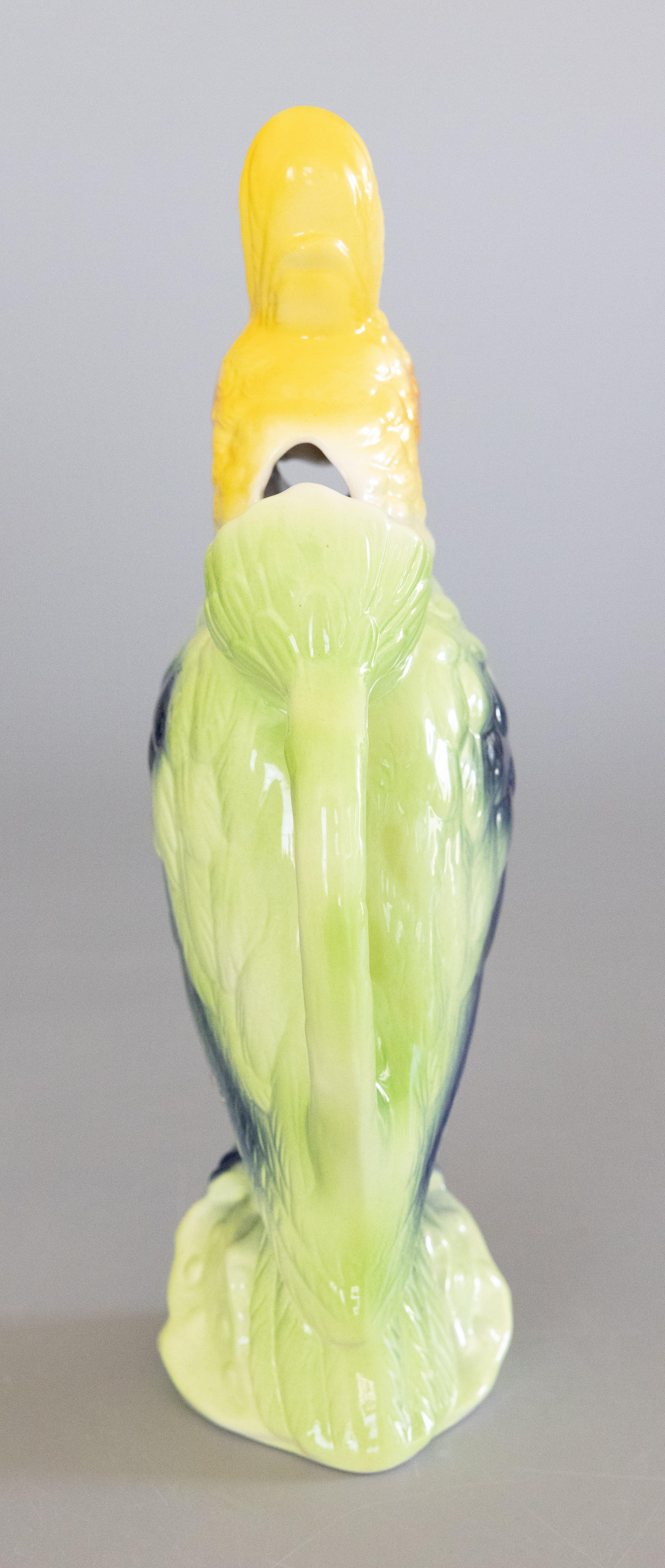 Mid-20th Century Mid-Century French Saint Clement Majolica Parrot Absinthe Pitcher Decanter For Sale