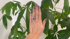 Mid-Century French Sapphire Diamond Platinum Cluster Ring