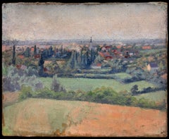1930's French Post Impressionist View of Provence Village Landscape Oil Painting