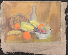 Natura morta francese post-impressionista con ciotola di frutta all'interno della pittura ad olio