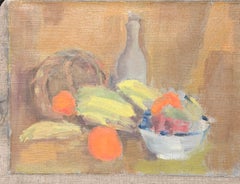 Natura morta francese post-impressionista con ciotola di frutta all'interno della pittura ad olio