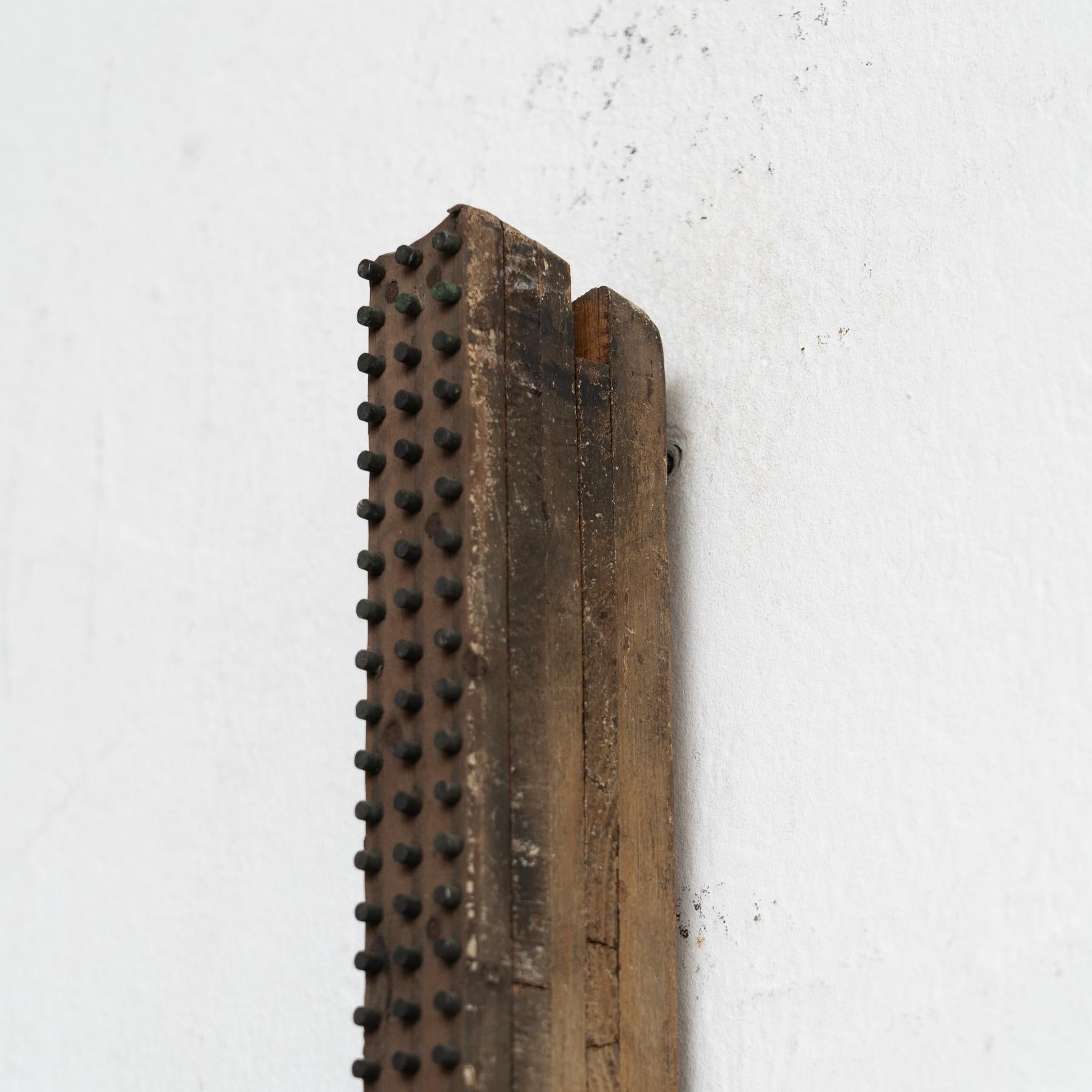 Mid-Century French Sculptural Artwork  Wood with Metal Inlays  Circa 1950 In Good Condition For Sale In Barcelona, ES