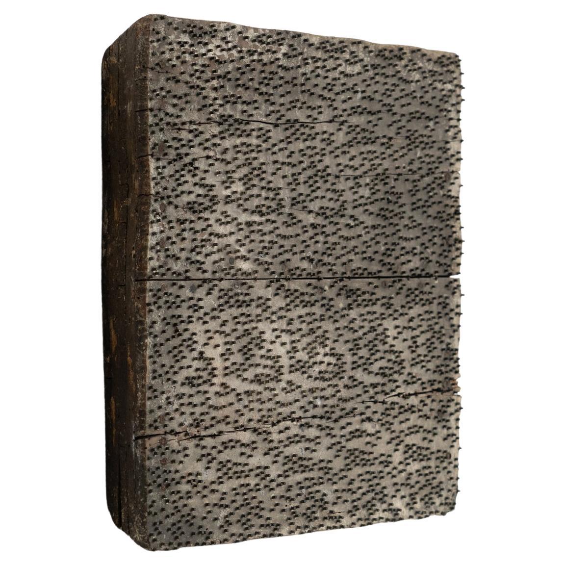 Mid-Century French Sculptural Artwork  Wood with Metal Inlays  Circa 1950