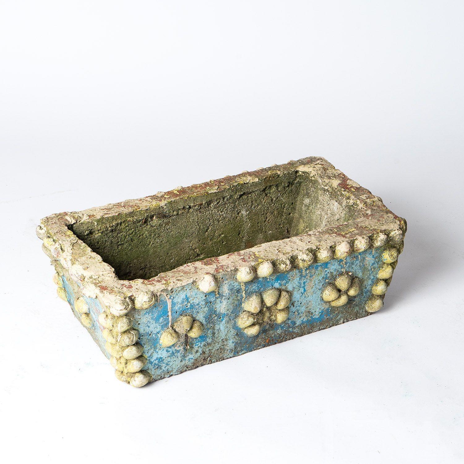 20th Century Vintage French Painted Cast Stone Sea Shell Planter Jardiniere, c.1950s  For Sale