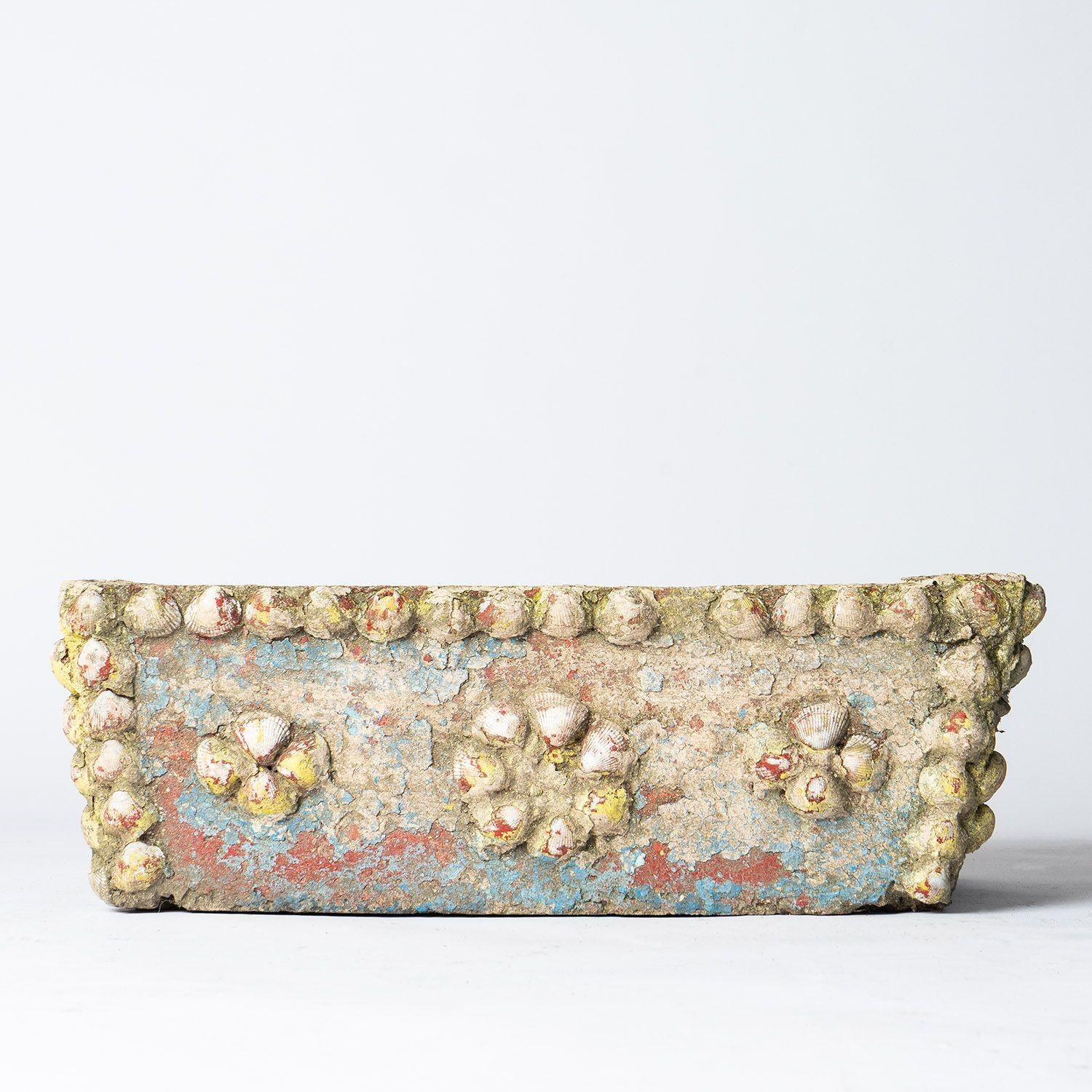 Vintage French Painted Cast Stone Sea Shell Planter Jardiniere, c.1950s  For Sale 1