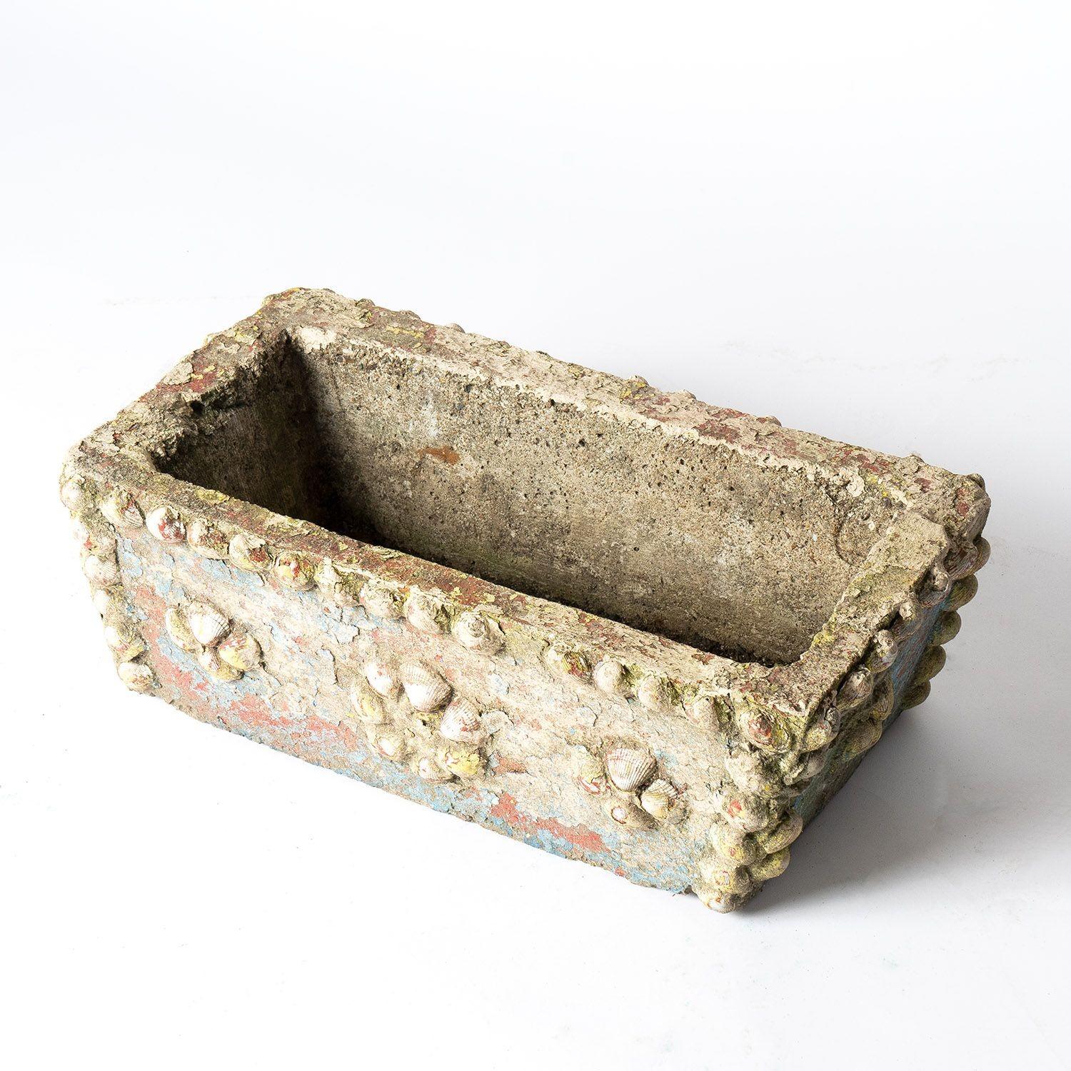 Vintage French Painted Cast Stone Sea Shell Planter Jardiniere, c.1950s  For Sale 3