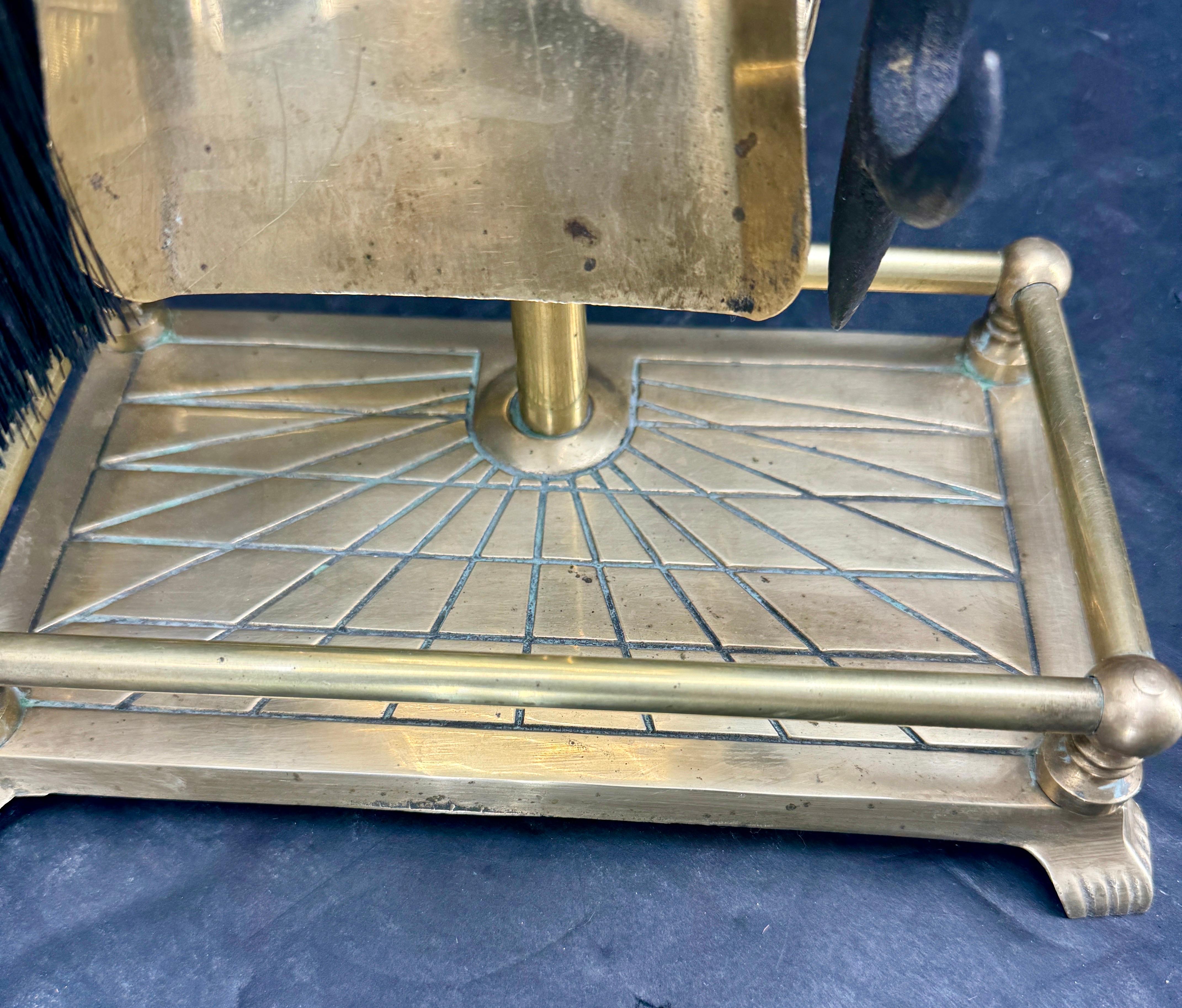 20th Century Mid-Century French Set of Brass Equestrian Fireplace Tools