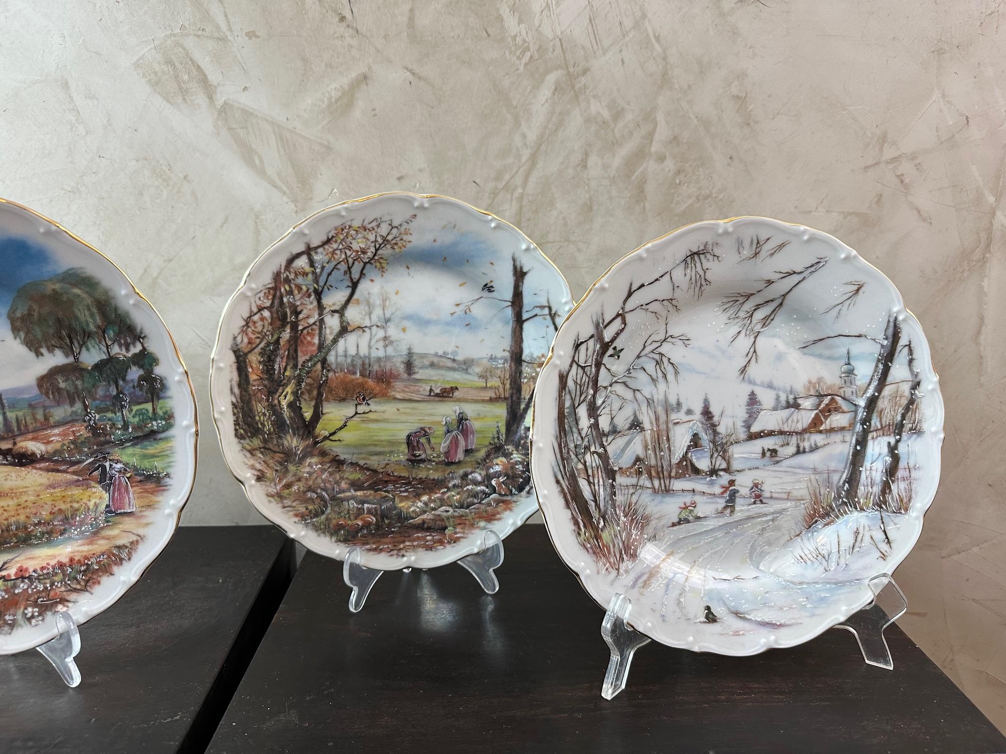 Juego francés de platos Four Seasons de mediados de siglo, años 50 en venta 4