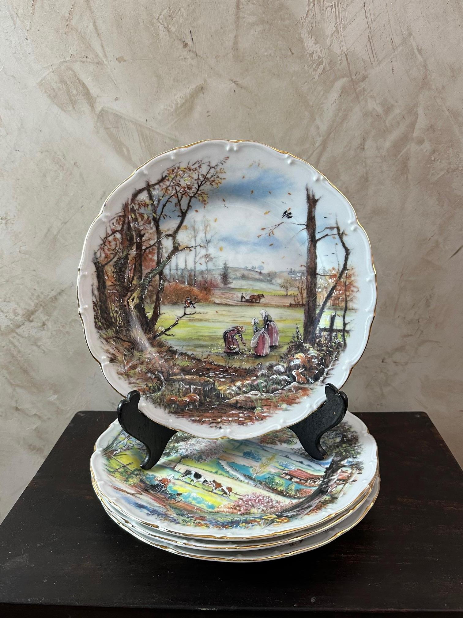 Juego francés de platos Four Seasons de mediados de siglo, años 50 en Bueno estado para la venta en LEGNY, FR