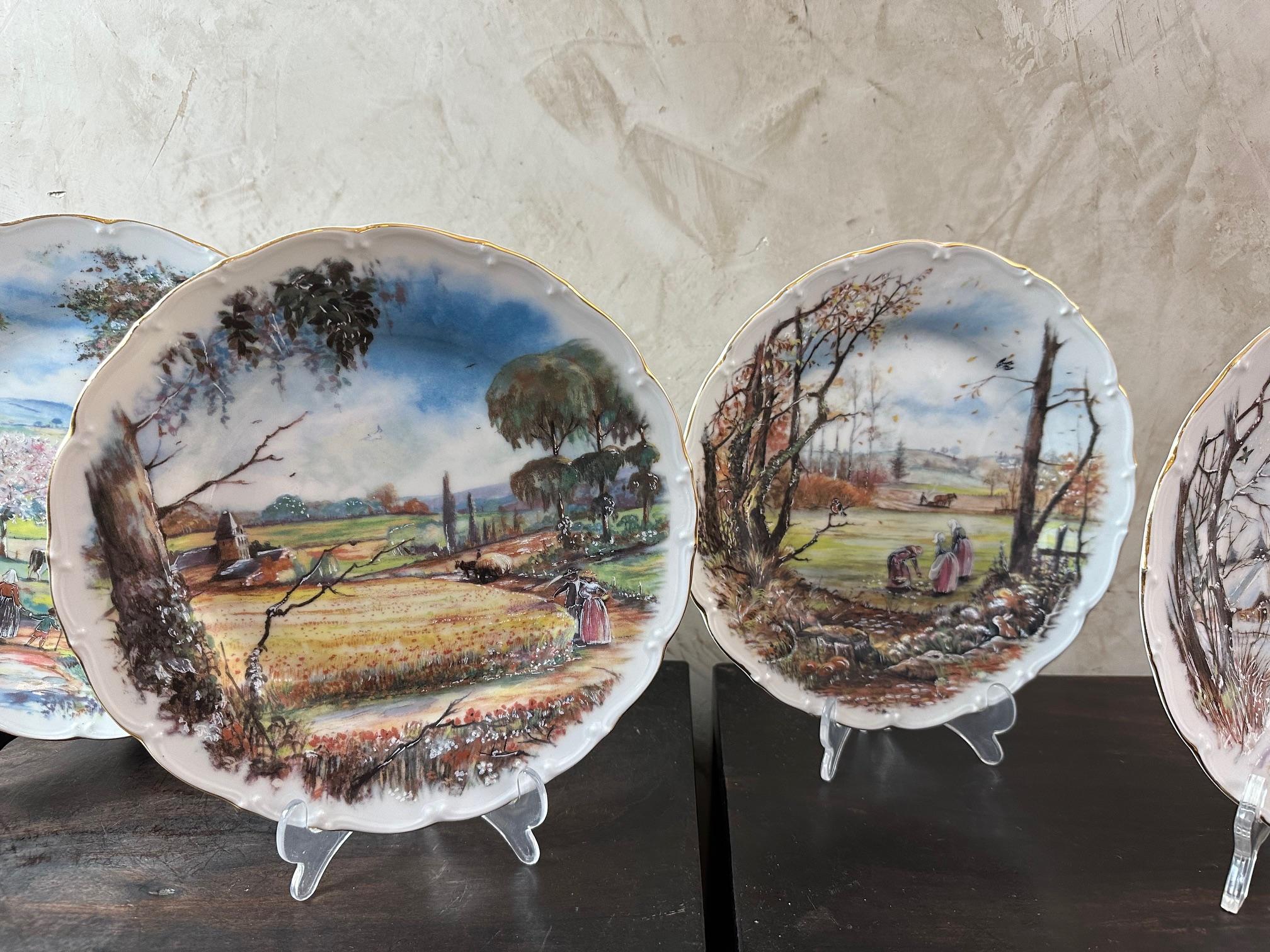 Juego francés de platos Four Seasons de mediados de siglo, años 50 en venta 2