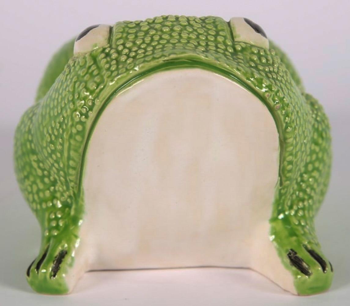 Ceramic Mid-Century French Signed Jean Roger Hobnail Pottery Frog Cachepot / Planter