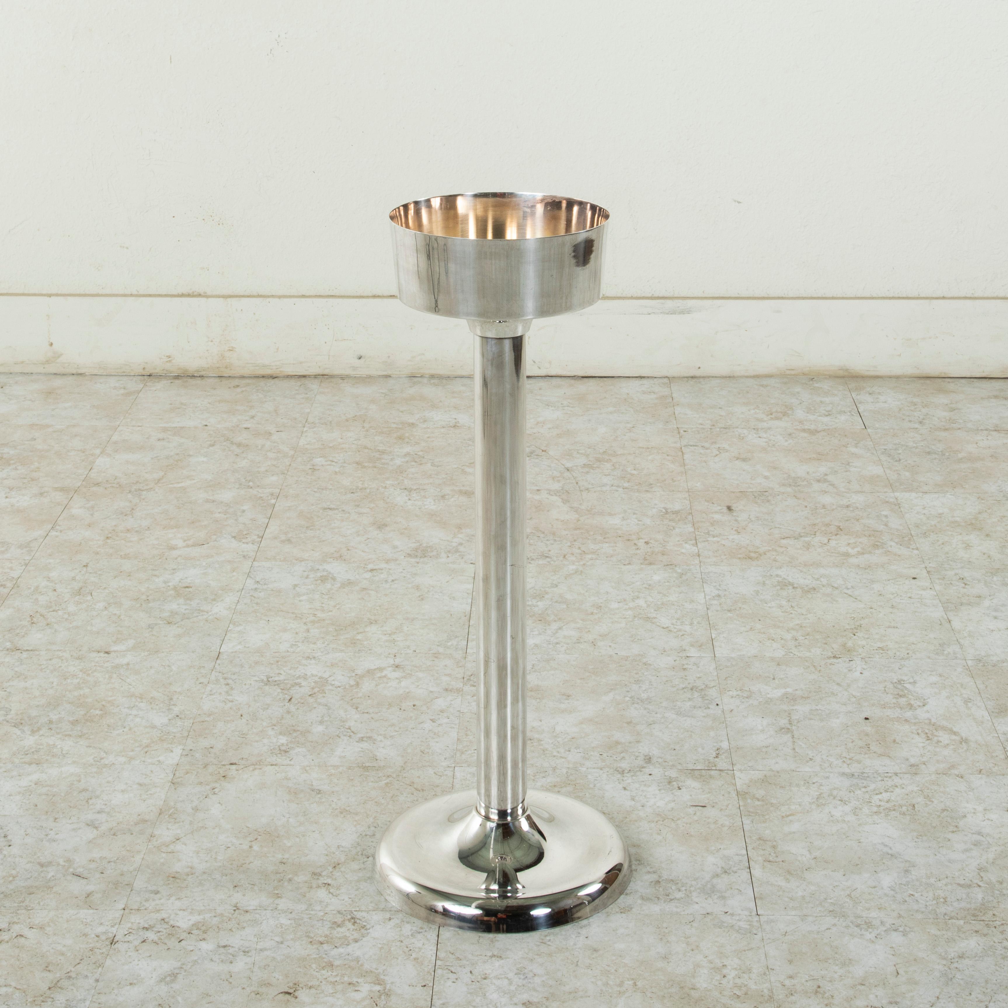 Midcentury French Silver Plate Champagne Bucket Stand with Insert In Good Condition In Fayetteville, AR