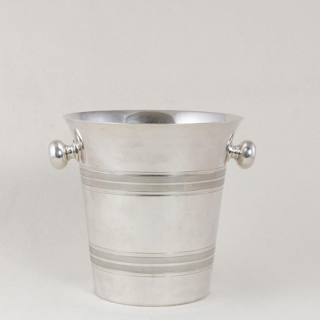 Mid-Century French Silver Plate Champagne Bucket with Maker's Mark In Good Condition In Fayetteville, AR