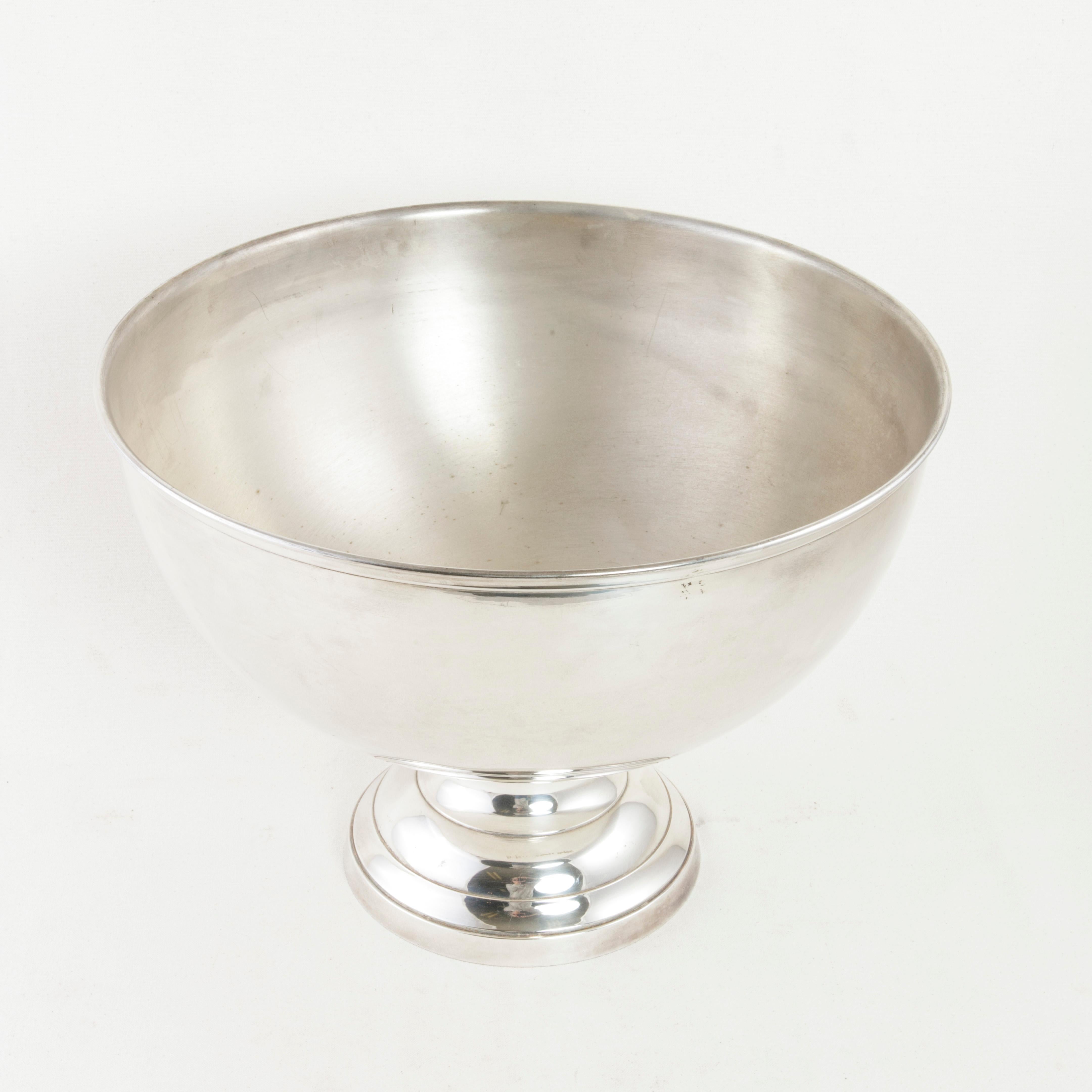 20th Century Midcentury French Silver Plate Footed Hotel Champagne Bucket with Insert