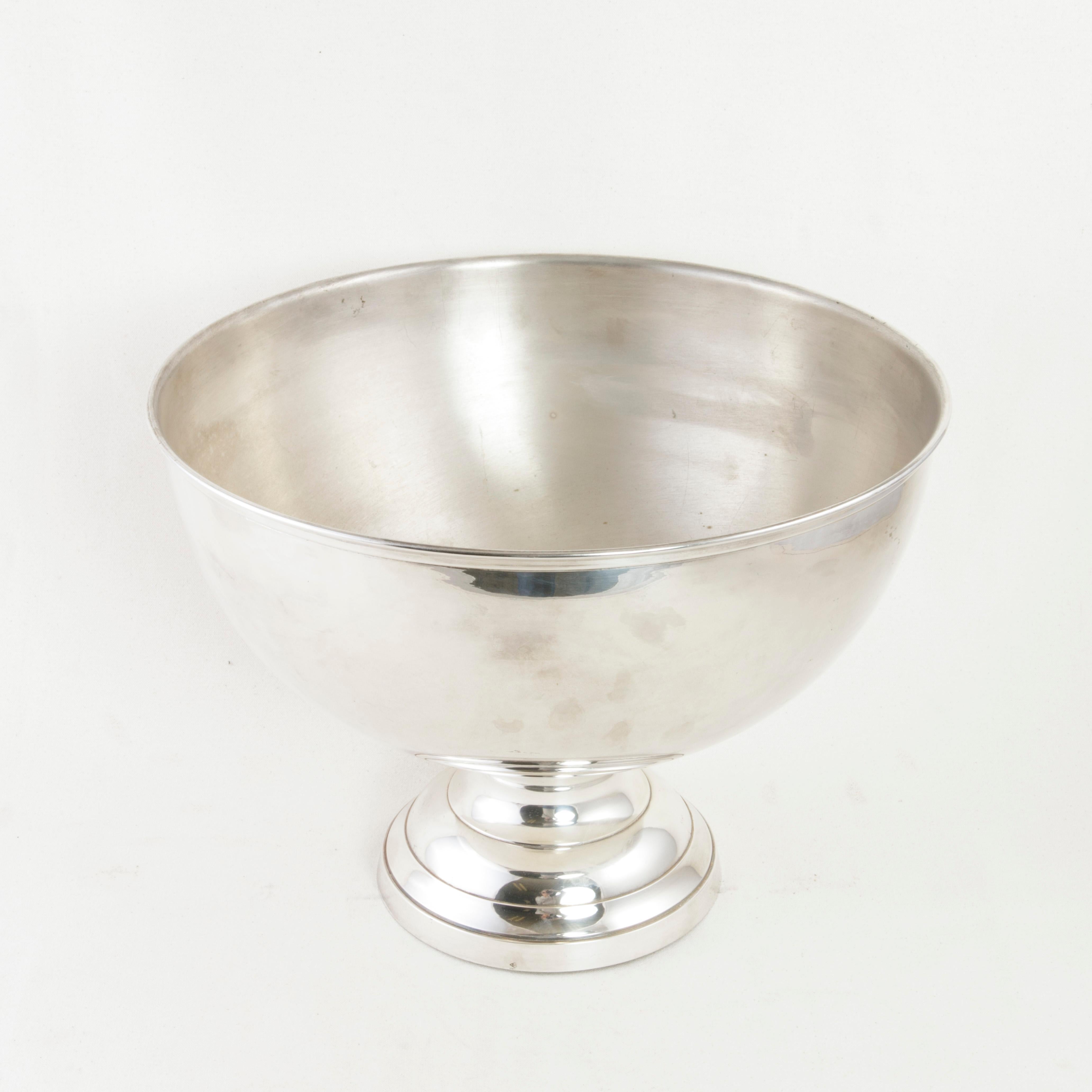 Midcentury French Silver Plate Footed Hotel Champagne Bucket with Insert 1