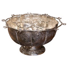 Mid-Century French Silver Plated Champagne Bowl with Bottles and Flutes Holder