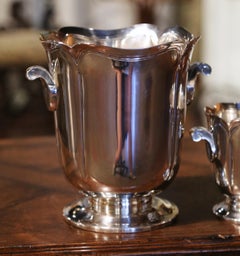 Mid-Century French Silver Plated Champagne Cooler with Matching Ice Bucket