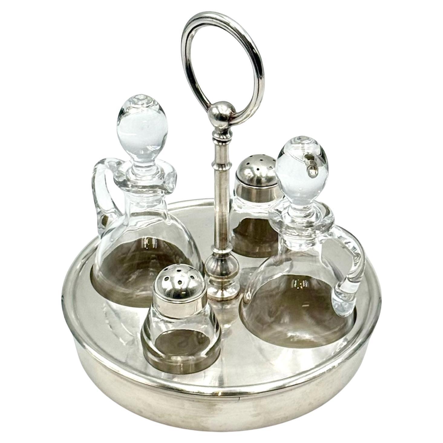 Service à condiments en métal argenté du milieu du siècle par Christofle, années 1950 en vente