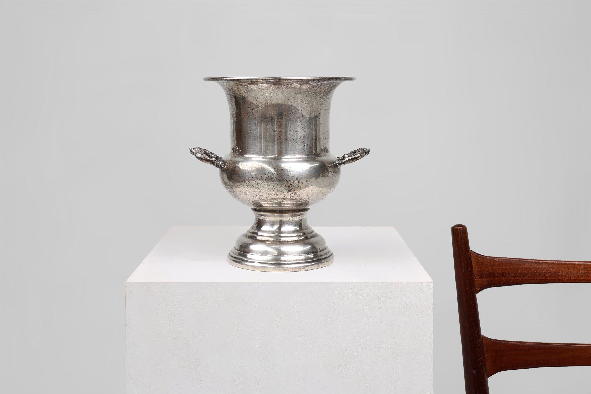 Mid-Century moderno Secchiello da champagne francese di metà secolo in rame placcato argento, 1890 in vendita