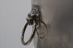 Mid century French silver plated ice bucket with lion heads, France