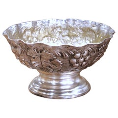 Mid-Century French Silver Plated Wine Cooler with Repousse Grape Motifs