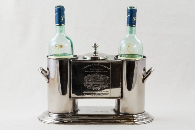 Midcentury French Silver Wine Chiller with Engraved Wine Labels, 1966