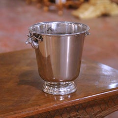 Mid-Century French Silvered Brass Champagne Bucket with Stag Heads