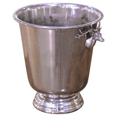 Mid-Century French Silvered Brass Champagne Bucket with Stag Heads