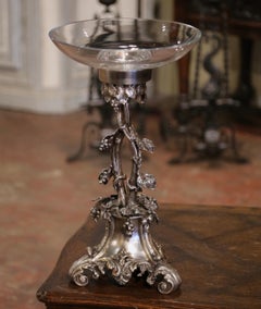 Mid-Century French Silvered Bronze Surtout de Table Centerpiece with Glass Bowl