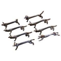 Französische versilberte Metall-Tiermesser-Sets aus der Mitte des Jahrhunderts – 8er-Set