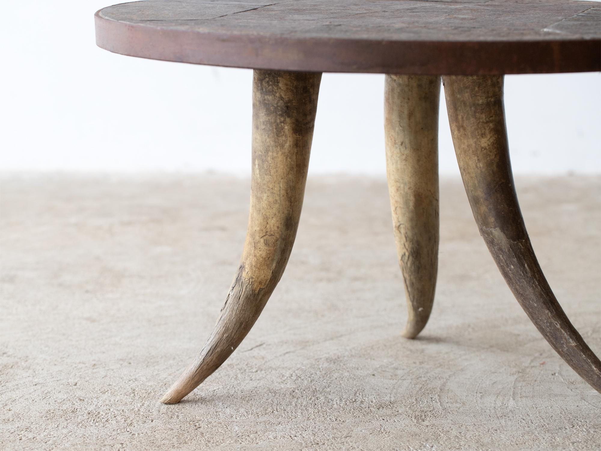 Mid-20th Century Mid Century French Slate & Cow Horn Table For Sale