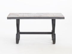 Mid Century French Slate & Iron Coffee Table