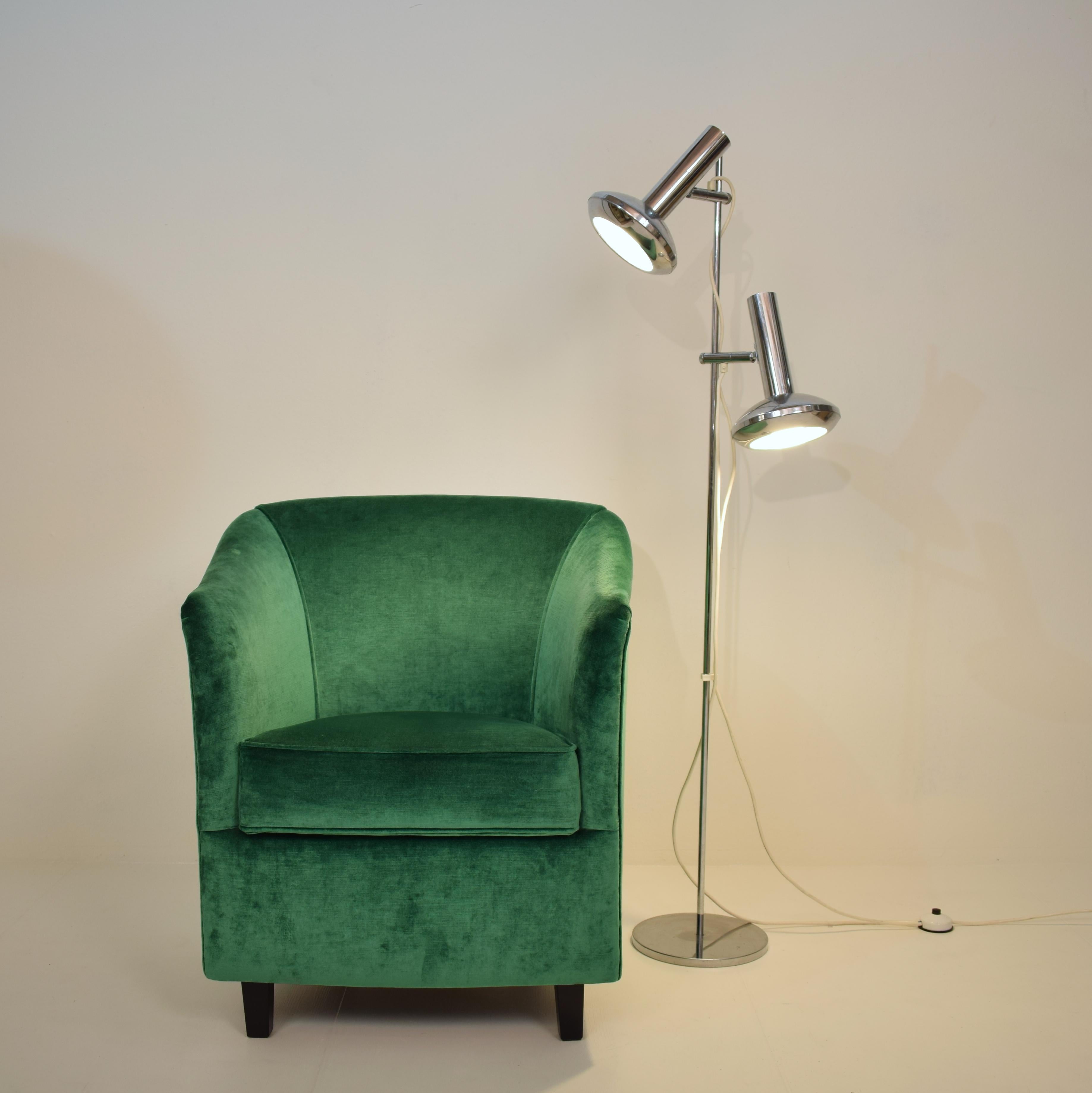 Midcentury French Small Club Chair / Armchair in Green Velvet, circa 1980 7