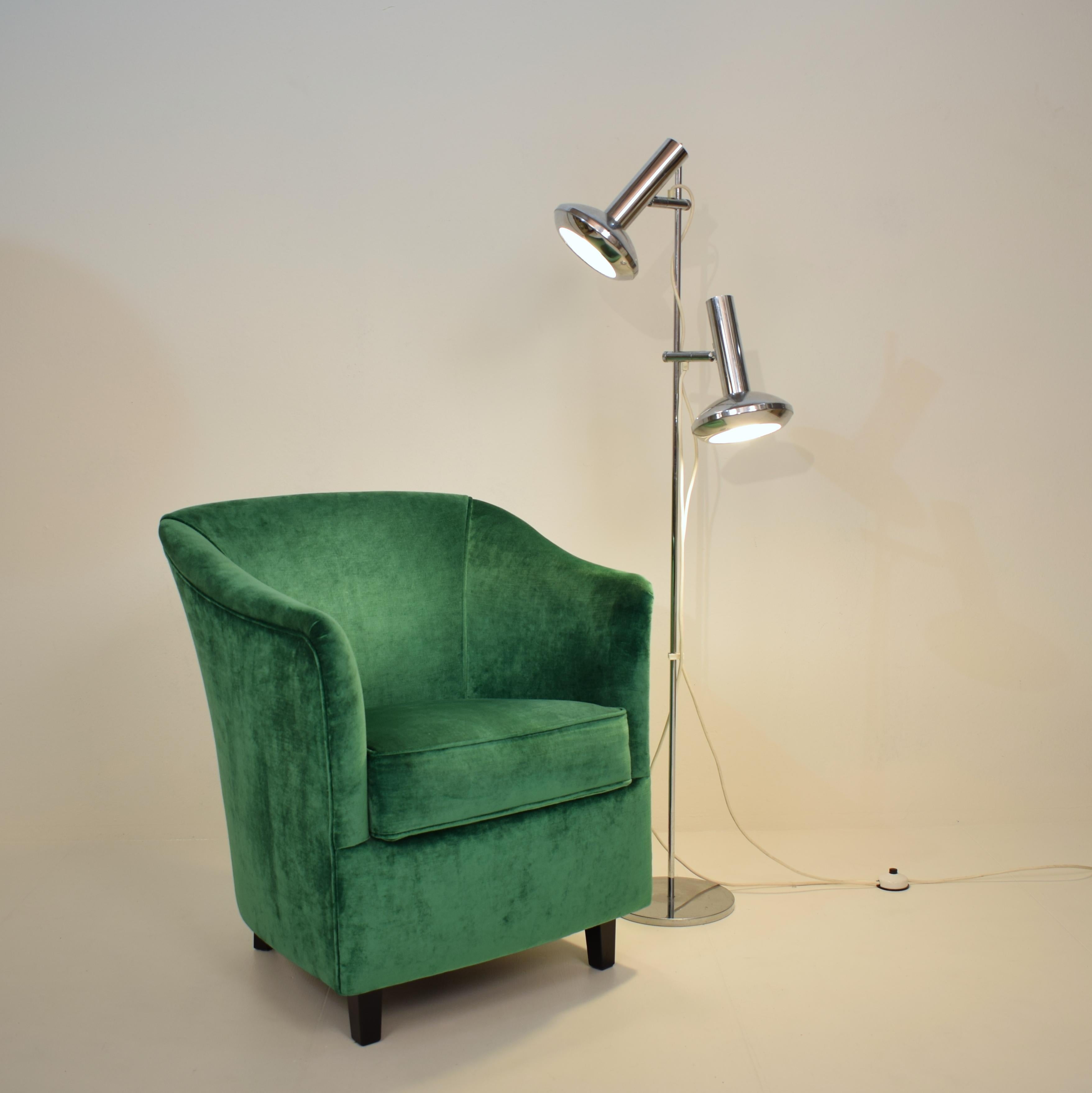 Mid-Century Modern Midcentury French Small Club Chair / Armchair in Green Velvet, circa 1980
