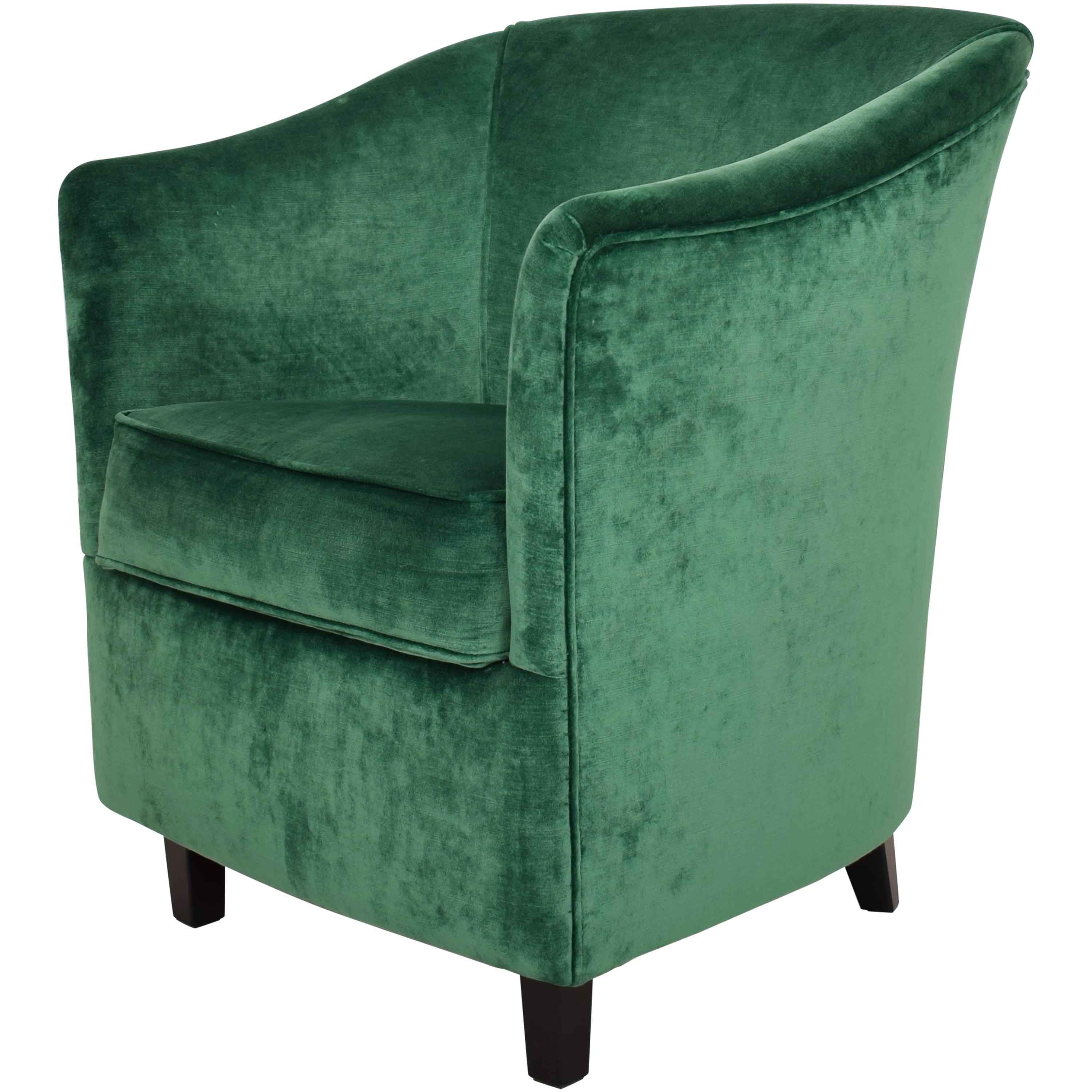 Midcentury French Small Club Chair / Armchair in Green Velvet, circa 1980