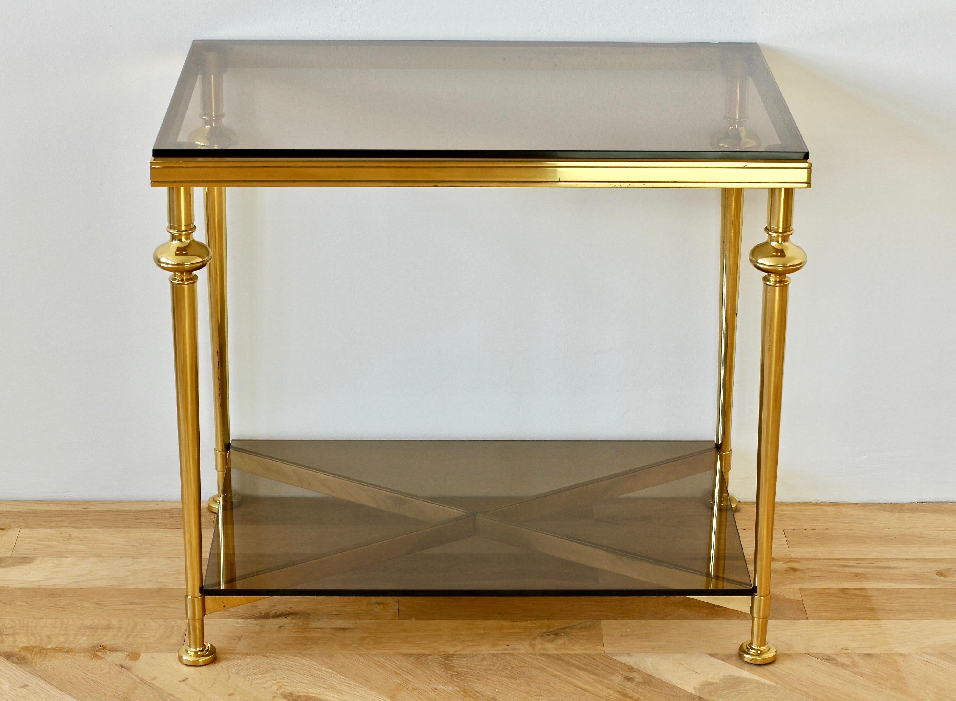 20th Century Mid-Century French Solid Cast Brass Side / End Table 